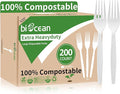 Extra Heavyduty Compostable Forks [200 Count7In] Disposable Cutlery No Plastic Forks Large Biodegradable Utensils Eco Friendly Silverware Serving Flatware for PartyDaily UseBBQPicnic