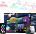 Permanent Outdoor Lights 100ft RGB+IC with 72 Smart AI Eave Lights with Remote APP Control DIY LED Color Individual Christmas Outdoor Light Party Compatible with Alexa Google Assistant
