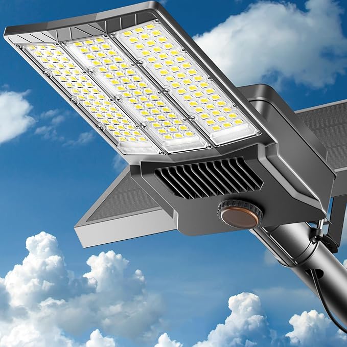 10000W Solar Street Light Outdoor Commercial Grade Outdoor Solar Lights Dusk to Dawn Large Panel Pro Outside Light with Motion Sensor and Remote Solar Parking Lot Lights for Yard Country 1 Pack