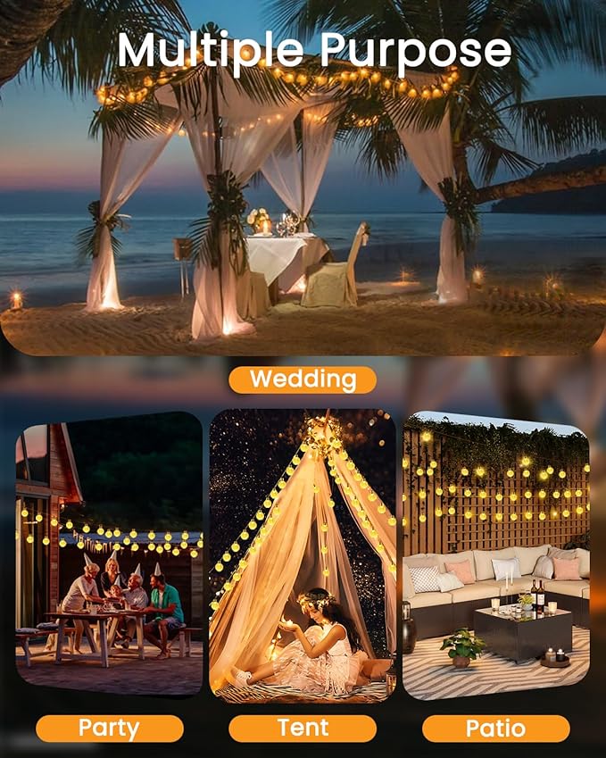 2-Pack 64FT 100 LED Crystal Globe Solar String Lights Outdoor Waterproof Solar Lights for Outside 8 Lighting Modes Patio Decorations for Garden Yard Wedding Porch Party Easter Tree (Warm White)