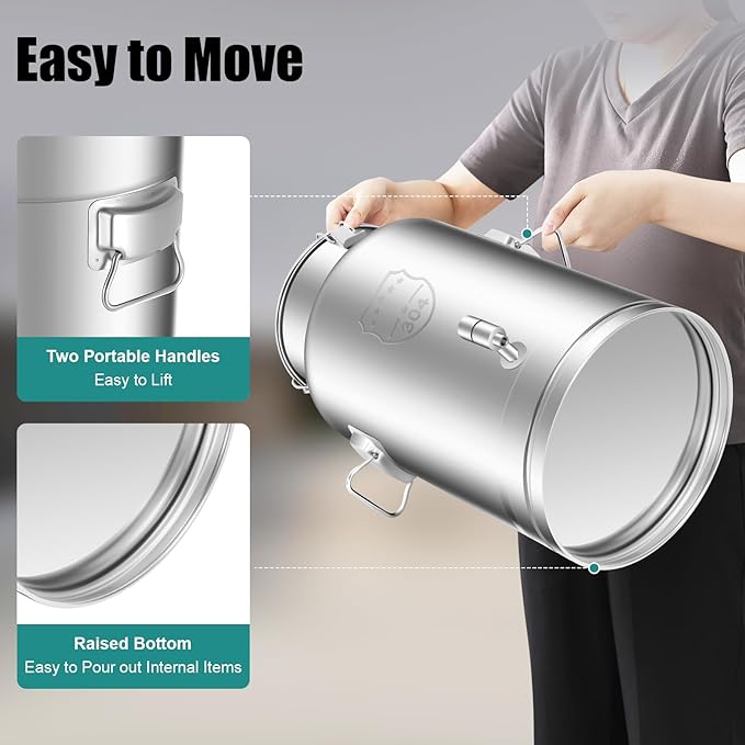 35L Stainless Steel Milk Can Heavy Duty Food Storage &amp Transport Container for Dairy Wine Grains Ideal for Home Farm &amp Commercial Use With a Faucet
