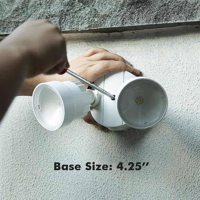 LUTEC P6221W-D2D 2000 Lumen 18 Watt 28 LED Dual-Head Flood Light Outdoor Dusk to Dawn Waterproof Exterior Security Wall Light for Patio GardenYard-White
