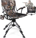 REDCAMP 360° Swivel Hunting Chair with Adjustable Feet for Ground Blinds Portable Folding Camo Camping Chairs for Adults Hunting Seats with Hard Arms for Fishing Camping