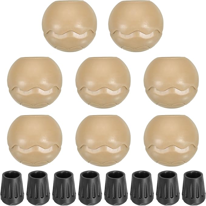 PATIKIL 0.55 Inch Chair Feet Replacement 8 Pack TPE Outdoor Camping Chair Leg Tips Ball Cap Folding Chair Legs Floor Protectors Stability on Rugged Fit for 0.55(14mm) Chair Feet Beige