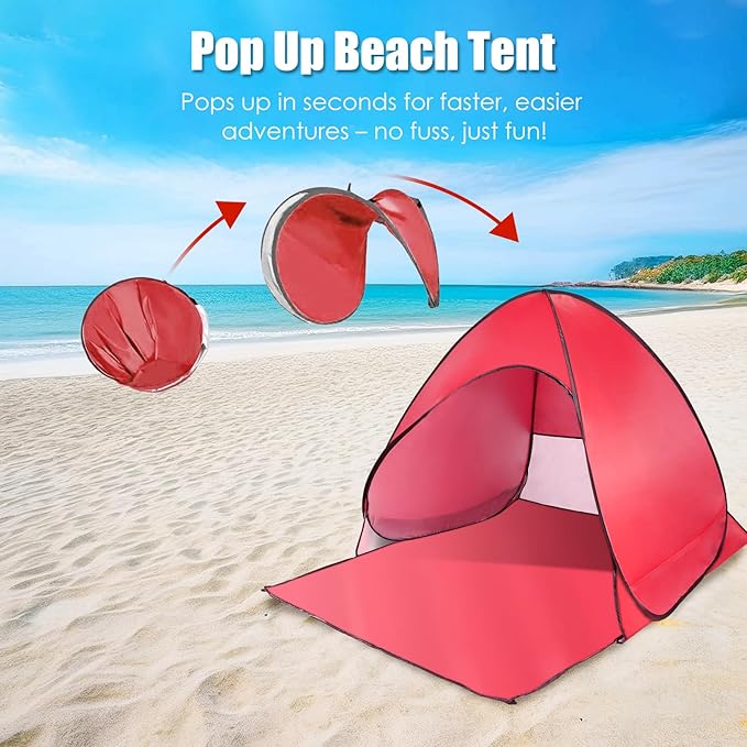 Pop Up Beach Tent Sun Shelter for 2-3 Person Sun Shelter with UPF 50+ &amp Lightweight Portable Beach Tent Easy Pop Up for Outdoor Camping Fishing
