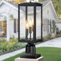 16.6'' Dusk to Dawn Post Light Outdoor Large 3-Light Lamp Post Light Fixture Modern Pillar Outside Lighting Waterproof Post Lantern Pole Lights for Porch 1 Pack (Not Include Mounting Base)