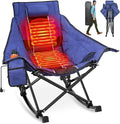 Suteck Heated Rocking Camping Chair Fully Thicker Padded Heated Camping Chairs for Outdoor Sports W/3 Heat Levels for Back &amp Seat Heated Rocking Chair for Adults with Carry Bag Battery NOT Incl