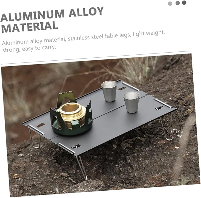 Mipcase 1set Folding Aluminium Alloy Table Detachable Camping Desk Easy to Clean Portable for Outdoor Activities and Indoor Use Compact Design Black