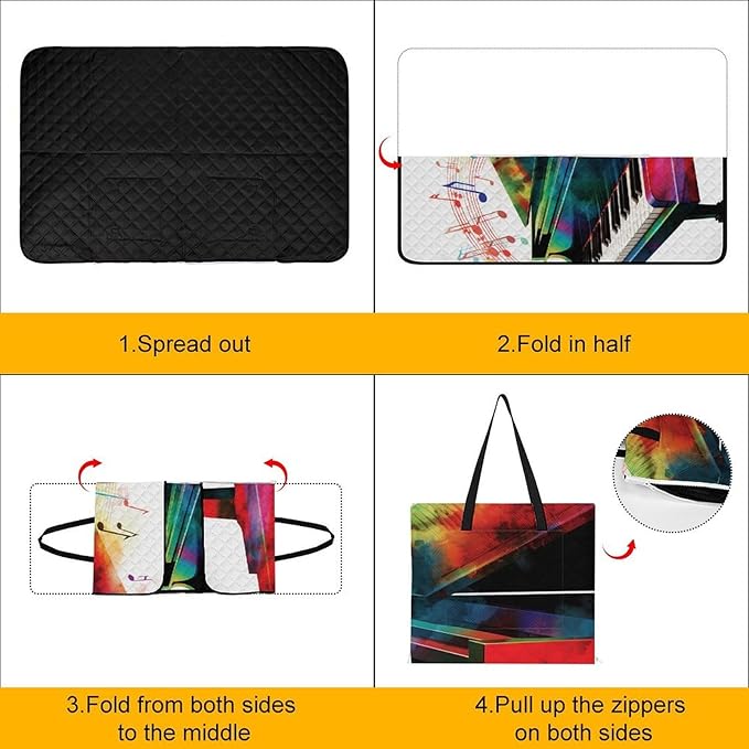 Zipper Colorful Piano Keyboard Music Style Picnic Mat Suitable for Travel Camping Park Or Home Use