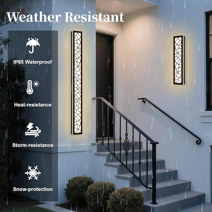 2 Pack Modern Outdoor Long Wall Lights Fixture40 inch Outdoor LED Wall Sconce LightDimmable Outside Wall Led Linear LightsExterior Lighting Fixtures for GaragePorchPatioFront Door
