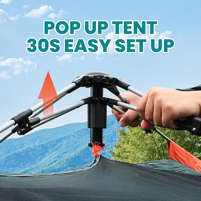 KINGROCK Blockout Camping Tent Instant Easy pop up Camping TentAutomatic Waterproof Family Tents for Camping 4 Person Easy Set Up TentsPortable Windproof Dome Tent for Camping