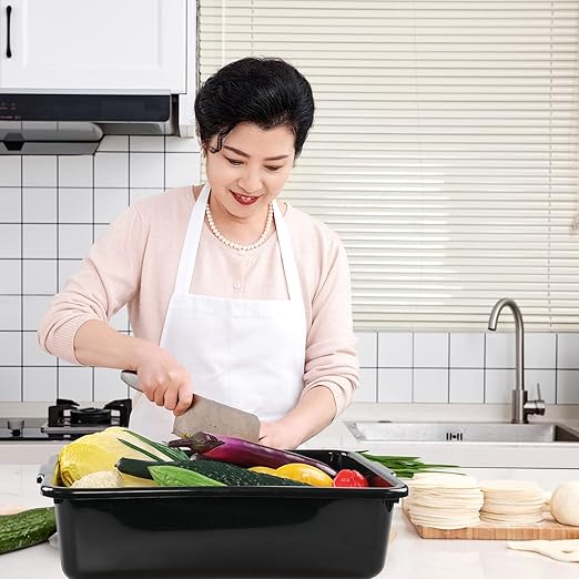 13 L Commercial Bus Tub Box 4 Pack Dishpans for Restaurants Black
