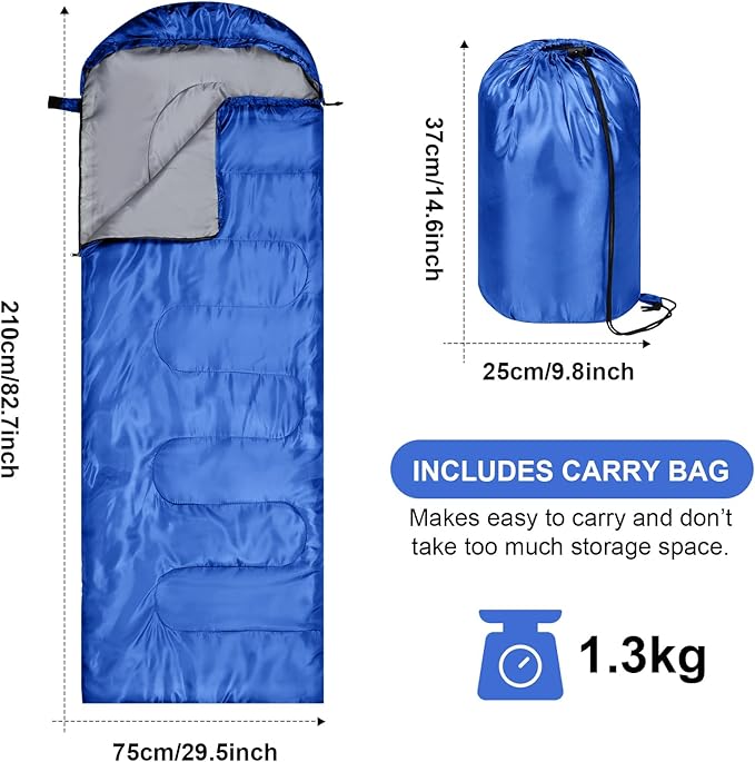 Tudomro Camping Sleeping Bag for Adults Lightweight Packable Waterproof Camping Gear Equipment to Keep Warm for Outdoor Backpacking Hiking Travel