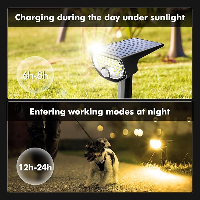 AloftSun Solar Motion Sensor Outdoor LightsWaterproof Motion Sensor Spot Lights- 30 LED/3 Modes Solar Powered SpotlightsLandscape Lighting for Yard and Garden Warm White6 Pack