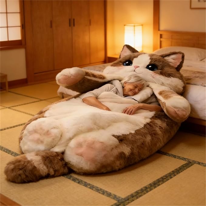 Cat Sleeping Bag Cat Sleeping Bag for Human Cat Shaped Plush Floor Lounger for Adults for Indoor Use or Camping