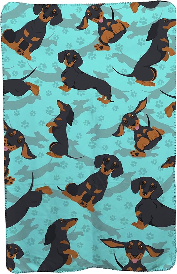 Caroline's Treasures MLM1039TBLT Black and Tan Dachshund Soft Travel Blanket with Bag Airplane Blanket Indoor Outdoor Camping Blanket for Traveling Picnics Beach Trips Concerts