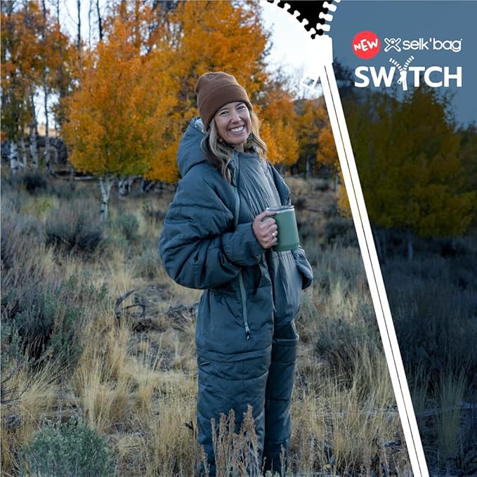 Selk'bag SWYTCH Original Wearable Sleeping Bag &amp Jacket | Convertible 2-in-1 Design Water-Resistant Eco-Friendly for Camping Hiking Travel Skiing and Casual Use