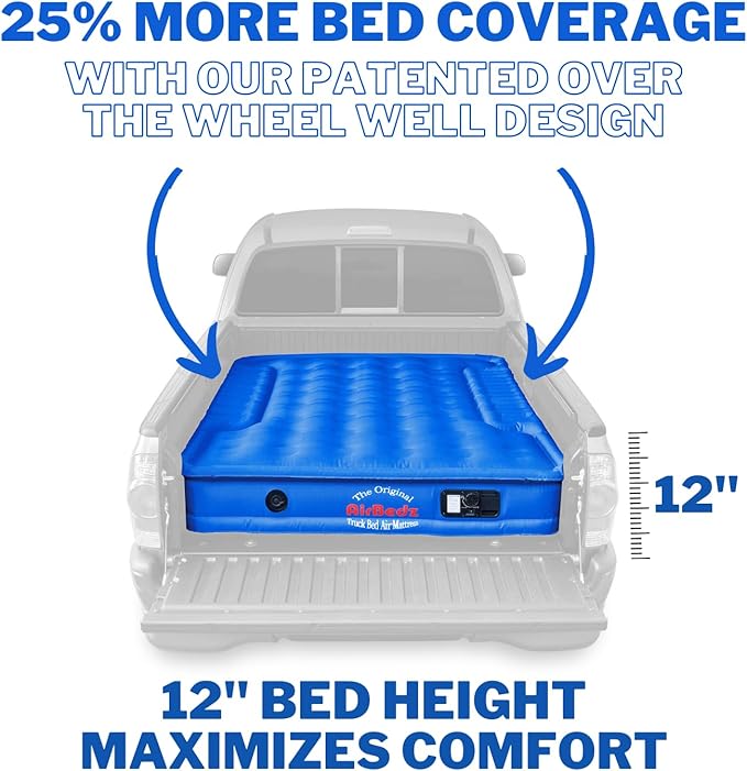 Pittman Outdoors PPI 102 AirBedz Original Truck Bed Air Mattress for 6'-6.5' Full Sized Short Truck Bed Blue