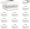 Solar Post Cap Lights Outdoor 12pack Waterproof Fence Post Lights with 16 Ultra Bright LEDs Fit 4x4/5x5/6x6 Wood/Vinyl Posts White Deck Post Lights with Warm/Cool White for Garden Patio Porch Yard