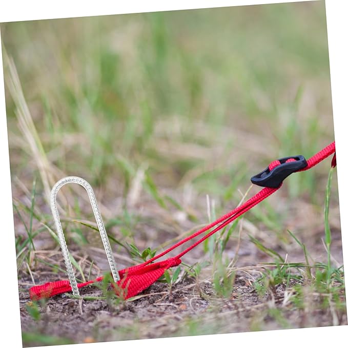 4Pcs Heavy Duty U Shaped Landscape Stakes for Ground Fixing Weather Resistant Anchoring Tools for Camping Gardening and Turf Protection Durable Lawn Stakes for Outdoor