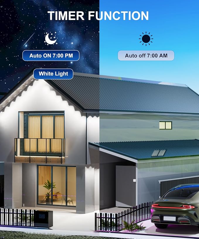 300Ft Permanent Outdoor LightsSmart RGB Outdoor Lights with Remote APP Control IP67 Waterproof Outside Light for House for Daily Garden TV Backlights Christmas Decor