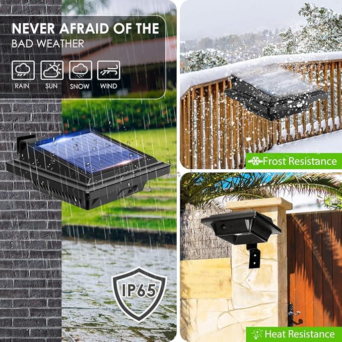 Gutter Solar Patio Decor Lights 40 LED Deck Outdoor Waterproof Fence for Wall Backyard Porch Pool Step Stairs Yard Garden Pathway (6 Pack-Black Cool White)