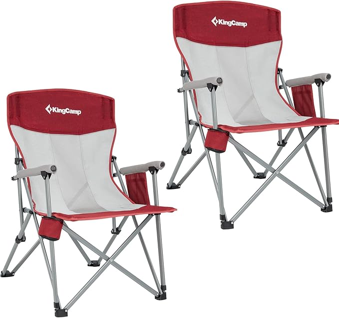 KingCamp Oversized Heavy Duty Outdoor Camp Lightweight Portable Lawn Chair Sturdy Steel Frame Supports 300 lbs with Cup Holder for Sports Fishing Picnic one Size Blue&ampGray