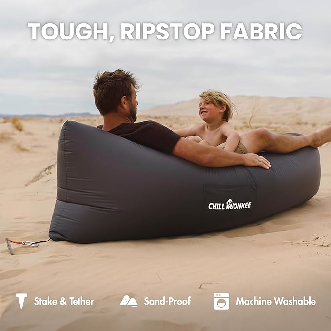 Portable Inflatable Lounger for Beach &amp Camping – Self-Inflating Air Couch Beach Sofa and Outdoor Lounge Chair for Relaxation and Comfort