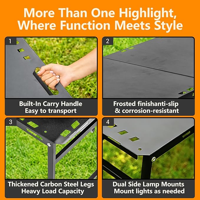 Camping Table Folding Portable Table 40.9x19.3 (Innovative Nitrogen Gas Strut) Outdoor Folding Tactical Table with Carry Handle Bonus Storage Bag for Camping Picnic Party