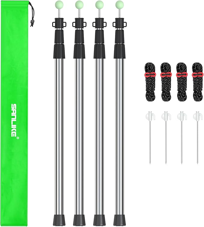 SANLIKE Telescoping Tarp Pole Heavy Duty Tent Poles 33-86.6/94 Thickened Tube Collapsible Stainless Steel Canopy Poles for Camping Backpacking Hiking Awning Sun Sails Outdoor Sports Set of 2
