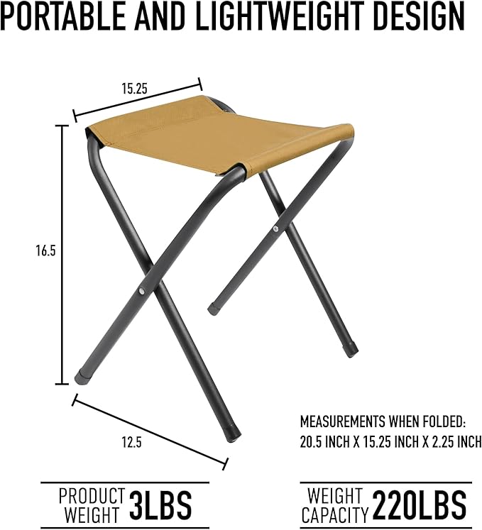 Rothco Lightweight Folding Camp Stool – Portable and Compact Camping Chair – Great for Fishing Hunting Hiking Travel BBQ and Other Outdoor Activities