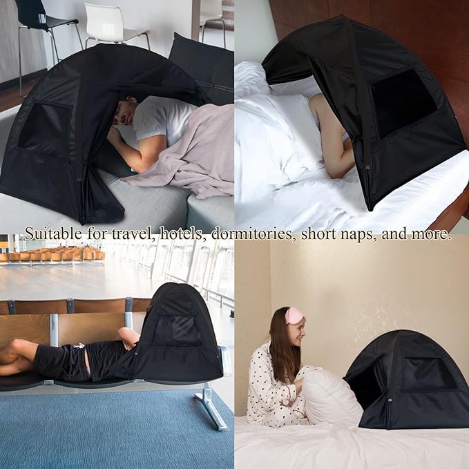 Sleep Bed Tent Light-Blocking Privacy Tent Blackout Canopy to Improve Sleep Anytime Anywhere. Perfect for Nightshift Dorms Travel Naps and Relaxation