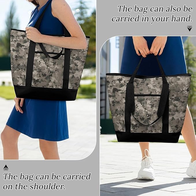 Insulated Shopping BagLarge Reusable Cooler Bags Army Digital Camouflage Printed Foldable Shopping BagTravel Waterproof Shoulder Bag