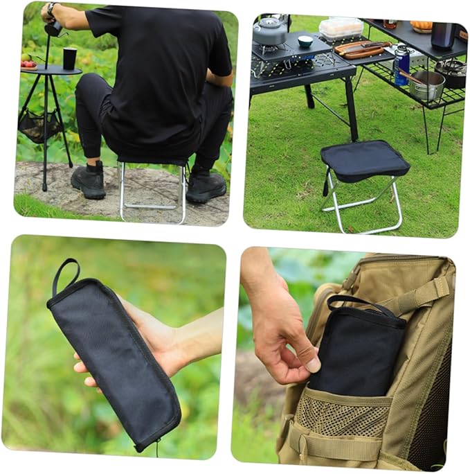 Folding Stool for Camping Portable Outdoor Bench Padded Seat Light Weight and Compact for Traveling