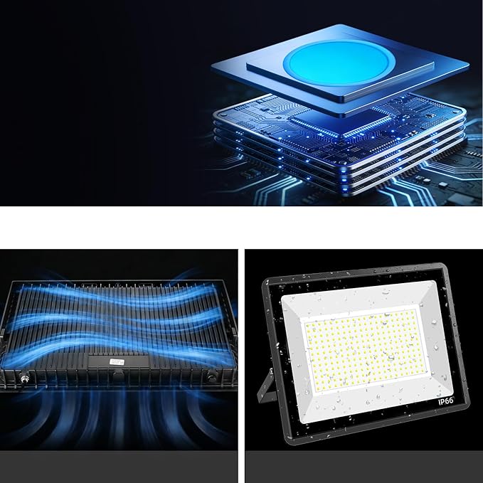 2Pack 150W Flood Light Outdoor Work Light with 5FT US PlugIP66 Waterproof Exterior Security Lights5000K Daylight White Outside Floodlights Slim Design for Playground Yard