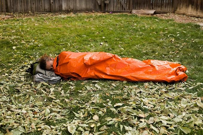Survival Frog Tact Bivvy 2.0 Emergency Sleeping Bag with Stuff Sack Carabiner &amp Survival Whistle – Compact Lightweight Waterproof Reusable Thermal Bivy Sack Shelter Kit