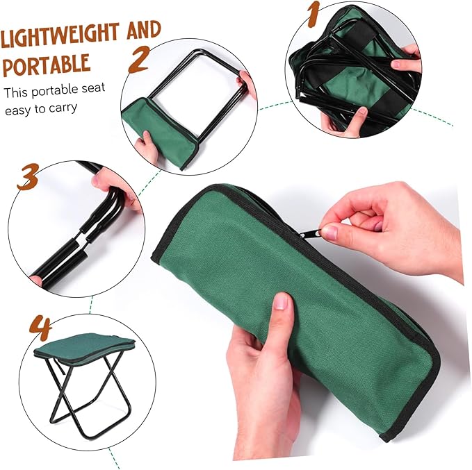 GARVALON Folding Stool for Outside Activities Portable Aluminum Stool Foot Rest for Camping Hiking and Travel