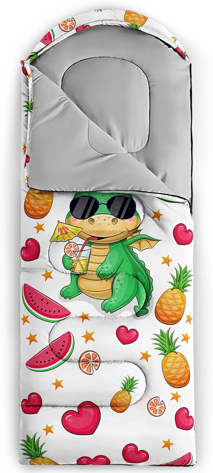 AILONEN Cartoon Camping Sleeping Bag for Boys Girls AdultsLightweight &amp Waterproof3 Season Warm &amp Cold WeatherPortablePrinted Sleeping BagTravelingCampingHiking