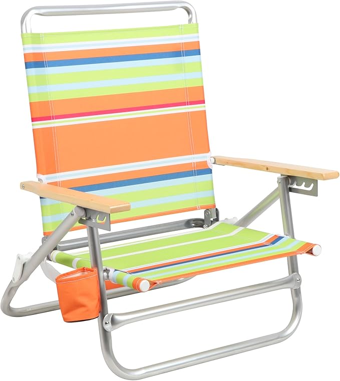 Portal Beach Chair 4 Position Folding Beach Chairs with Backpack Straps Lightweight Low Beach Chairs for Adults Support up to 225 lbs Green