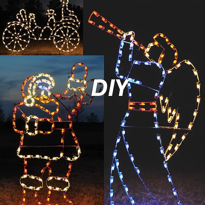 250FT C9 Outdoor String Light Stringer E17 Socket 12 Spacing C9 Christmas Stringer Set Spool Green Light String for Wedding Patio Event Lighting Decor Green Wire