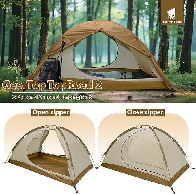 GEERTOP Ultralight 2 Person Backpacking Tent 4 Season Waterproof Camping Tent Double Layer Cold Weather Easy Set Up Tents for Family Camp Hiking Hunting Outdoor Mountaineering Travel