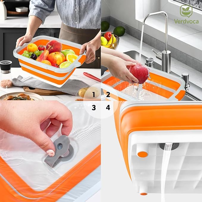 16L Orange Collapsible BBQ Prep Tub with Locking Lids &amp 21 Inch Pro Tyvek Brown BBQ Blanket for Resting Meat