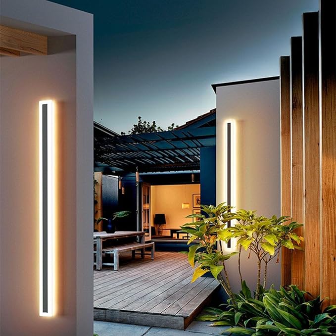 2Pack 39inch Long Outdoor LED Wall Light30W Waterproof IP65 Warm White 110V led Wall Mount Lighting Fixture Rectangular Black Garage Wall Lights Elegant Frosted White Acrylic Anti Rust.