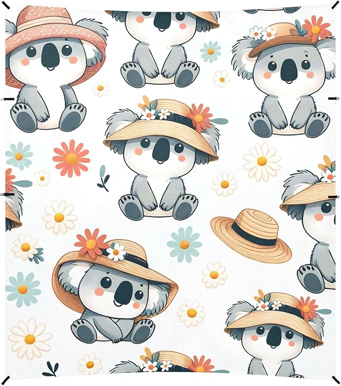 Cute Koala Wearing A Hat Camping Sun Shelter Beach Tent Portable Beach Sun Shade Outdoor Canopy for Camping Trips Fishing Picnic