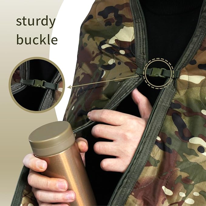 GRVCN Military Blanket - Camping Sleeping Bag with Zipper Poncho Liner Thermal Insulated Blanket Lightweight Portable Outdoor Hiking Survival Compression Carry Bag