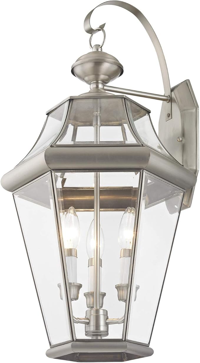 Livex Lighting 2361-01 Georgetown 3-Light Outdoor Wall Lantern Antique Brass