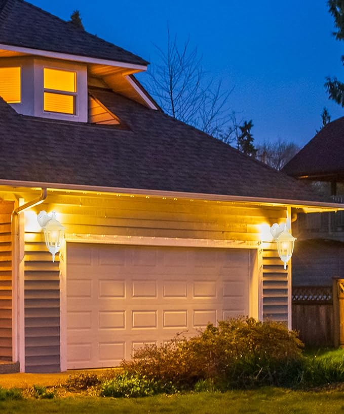 FUDESY Outdoor Wall Lantern Exterior Waterproof Wall Sconce Light Fixture White Front Porch Light Wall Mount for Garage Patio Yard FDS2542EW (Bulb Included) 2-Pack