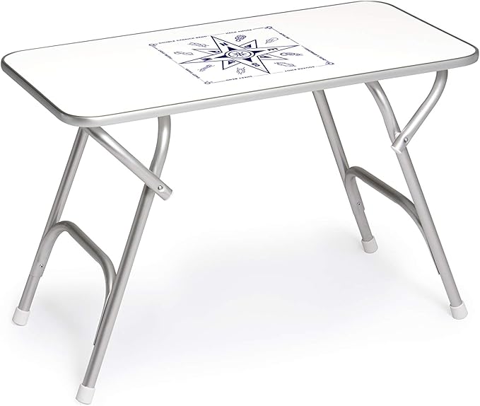 FORMA MARINE Boat Table Folding White Melamine 34.7 x 17.3 x 24 Height Marine Aluminum Yacht Deck Furniture M200