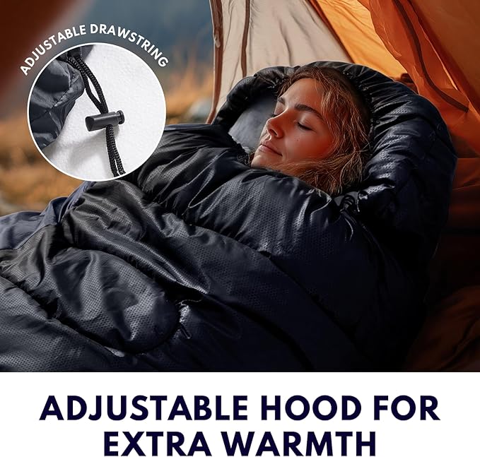 XXL Winter Sleeping Bags for Adults Cold WeatherCamping Sleeping Bag for Kids with Compression Sack4 Season Camping Essentials Gear for HikingTravelingOutdoorBackpackingClimbing
