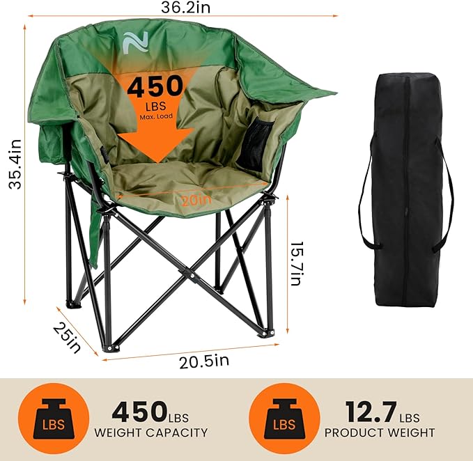 NAIZEA Heated Massage Camping ChairsHeated Outdoor Chair w/3 Heating Mode Oversized Heated Chair for Adults Heavy Duty Folding Camping Chairs for CampFishing Sports EventsNOT Included Battery